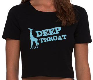 Deep throat - Giraffe Funny Logo - Black Crop Top