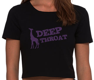 Deep throat - Giraffe Funny Logo - Black Crop Top