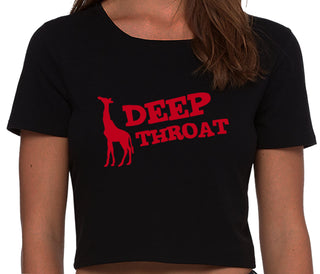 Deep throat - Giraffe Funny Logo - Black Crop Top
