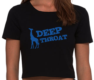 Deep throat - Giraffe Funny Logo - Black Crop Top
