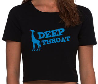 Deep throat - Giraffe Funny Logo - Black Crop Top