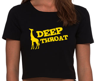 Deep throat - Giraffe Funny Logo - Black Crop Top