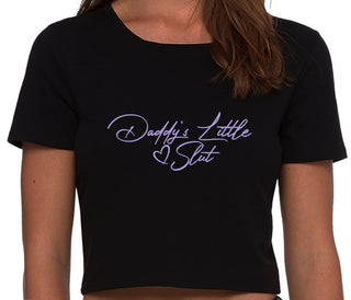 Daddy's Little Slut - Black Crop Top
