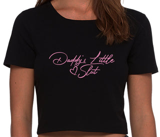 Daddy's Little Slut - Black Crop Top