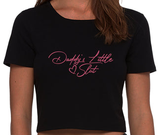 Daddy's Little Slut - Black Crop Top