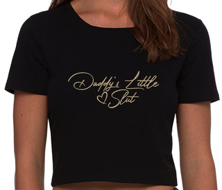 Daddy's Little Slut - Black Crop Top