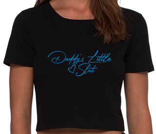 Daddy's Little Slut - Black Crop Top