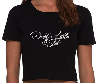 Daddy's Little Slut - Black Crop Top