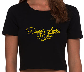 Daddy's Little Slut - Black Crop Top