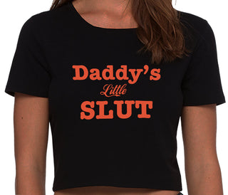 Daddy's Little Slut - Black Crop Top