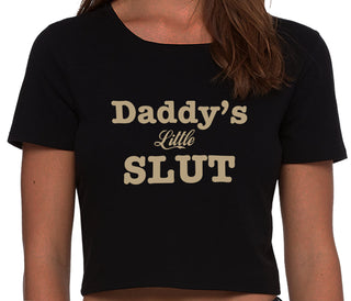 Daddy's Little Slut - Black Crop Top