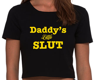 Daddy's Little Slut - Black Crop Top
