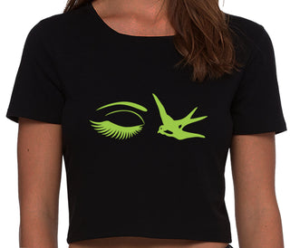 I Swallow - Eye Bird - Black Crop Top
