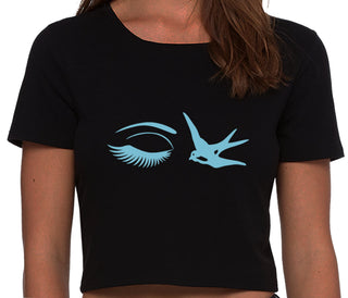 I Swallow - Eye Bird - Black Crop Top