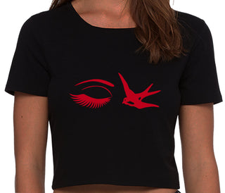 I Swallow - Eye Bird - Black Crop Top