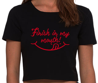 Finish In My Mouth - Black Crop Top