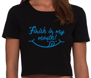 Finish In My Mouth - Black Crop Top