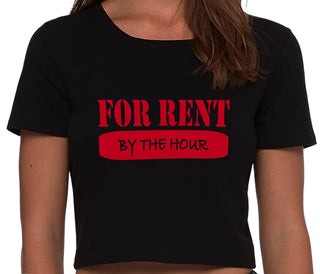 For Rent By The Hour - Black Crop Top