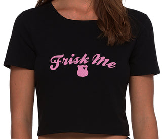 Frisk Me - Police Badge - Black Crop Top