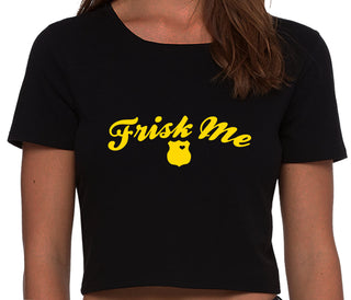 Frisk Me - Police Badge - Black Crop Top