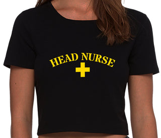 Head Nurse - Black Crop Top