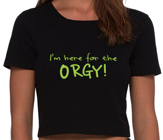 Here for the Orgy - Black Crop Top