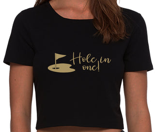 Hole In One - Funny Golf - Black Crop Top