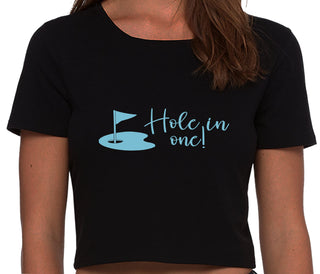 Hole In One - Funny Golf - Black Crop Top