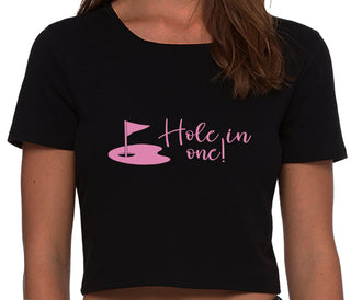Hole In One - Funny Golf - Black Crop Top