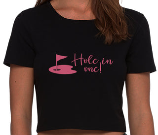 Hole In One - Funny Golf - Black Crop Top