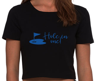 Hole In One - Funny Golf - Black Crop Top