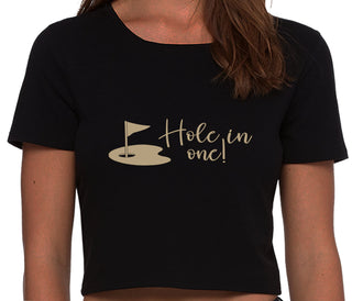 Hole In One - Funny Golf - Black Crop Top