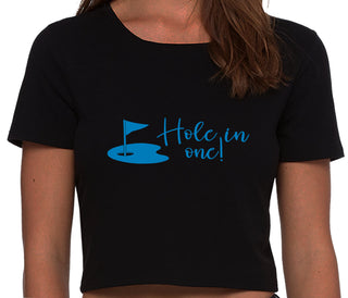 Hole In One - Funny Golf - Black Crop Top