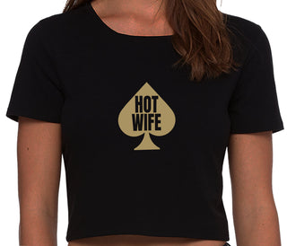 Hot Wife Spade Symbol - Black Crop Top