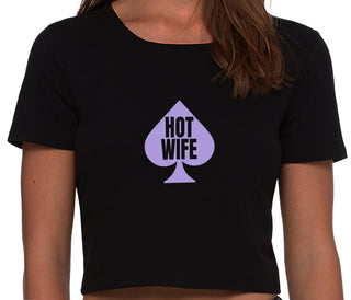 Hot Wife Spade Symbol - Black Crop Top