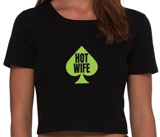 Hot Wife Spade Symbol - Black Crop Top