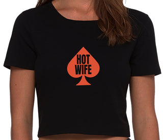 Hot Wife Spade Symbol - Black Crop Top