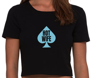 Hot Wife Spade Symbol - Black Crop Top