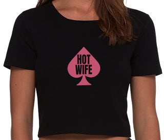 Hot Wife Spade Symbol - Black Crop Top