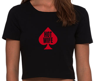 Hot Wife Spade Symbol - Black Crop Top
