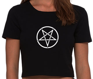 Inverted Pentagram - Black Crop Top