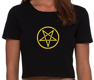 Inverted Pentagram - Black Crop Top