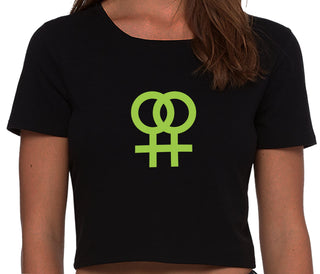 Lesbian Sign - Black Crop Top