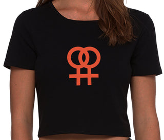 Lesbian Sign - Black Crop Top