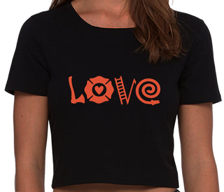 Love Fire Fighter - Black Crop Top