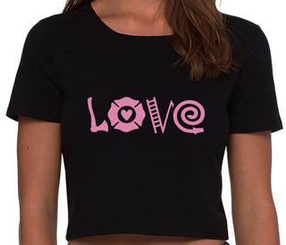 Love Fire Fighter - Black Crop Top