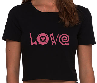 Love Fire Fighter - Black Crop Top