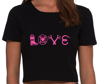 Love Fire Fighter - Black Crop Top