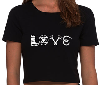 Love Fire Fighter - Black Crop Top