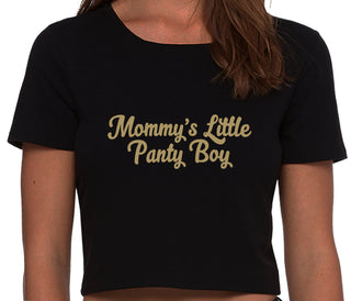 Mommy's Little Panty Boy - Black Crop Top